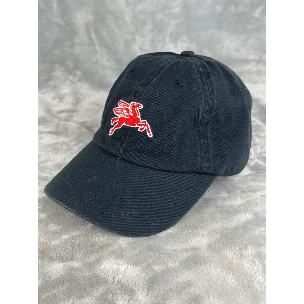 Mobil Hat Adult OSFA Black Excellent Pegasus Industrial Lubricants Strapback Cap